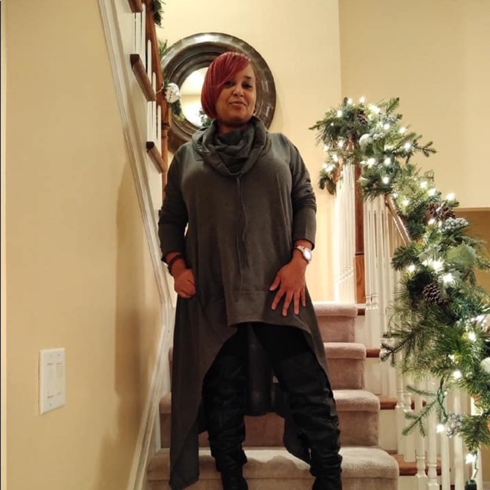 Cowl Neck High Low Hoodie Top